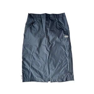 Skhoop of Scandinavia Black Nylon Midi Skirt Side Zip Snap Back Outdoor Ski Sz L